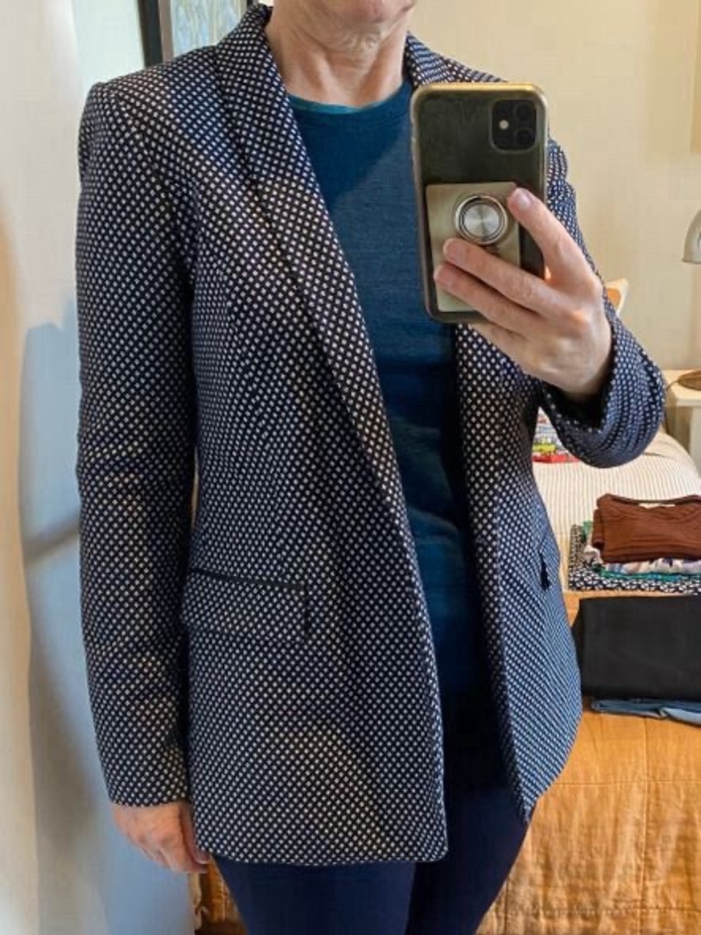 NWOT Scotch & Soda Navy Blazer with White Polka Dots